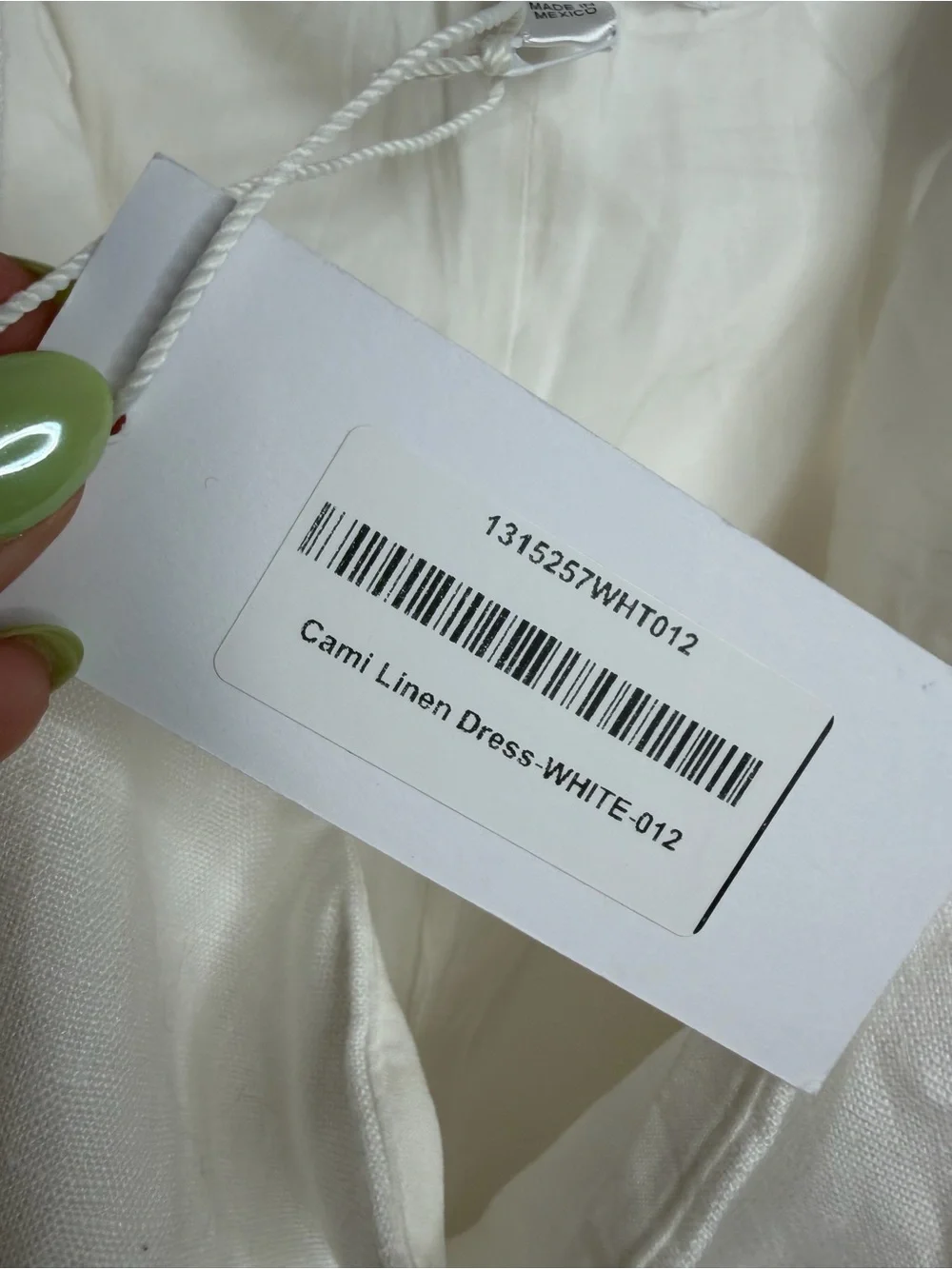 NWT Reformation Cami White Linen Mini Dress